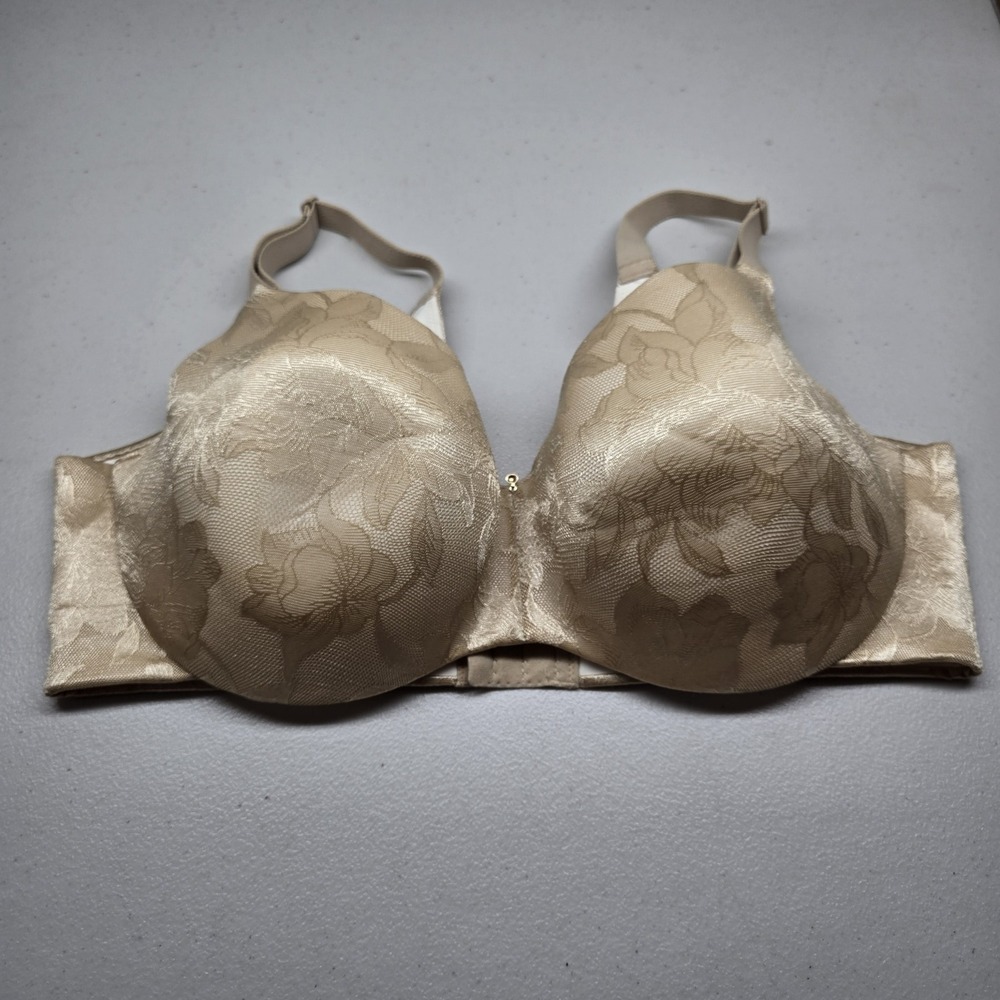 Cacique Women Bra 42DDD Beige Floral T Shirt Underwired Lace Jacquard